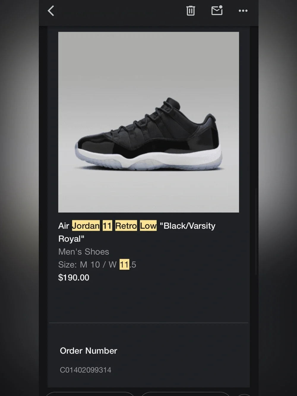 Air Jordan 11 retro low: black/white/varsity royal